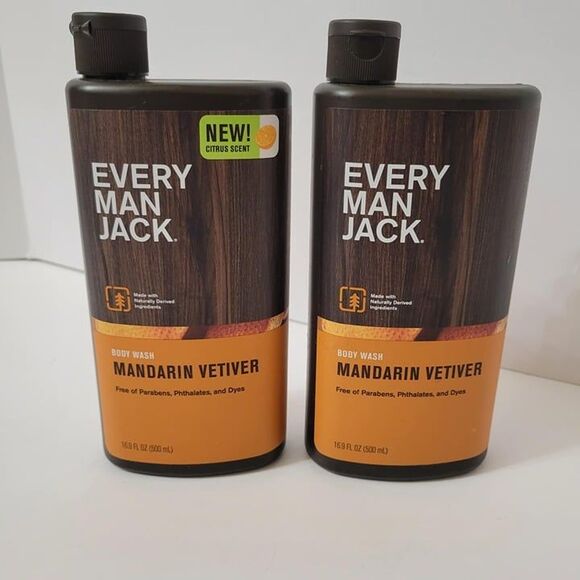 Every Man Jack 2 Pack Body Wash 16.9 Oz Each Mandarin Vetiver - Picture 1 of 4